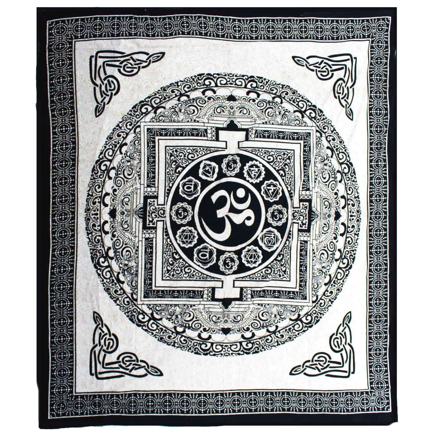 Double Cotton Bedspread + Wall Hanging – Mono – Om Mandala