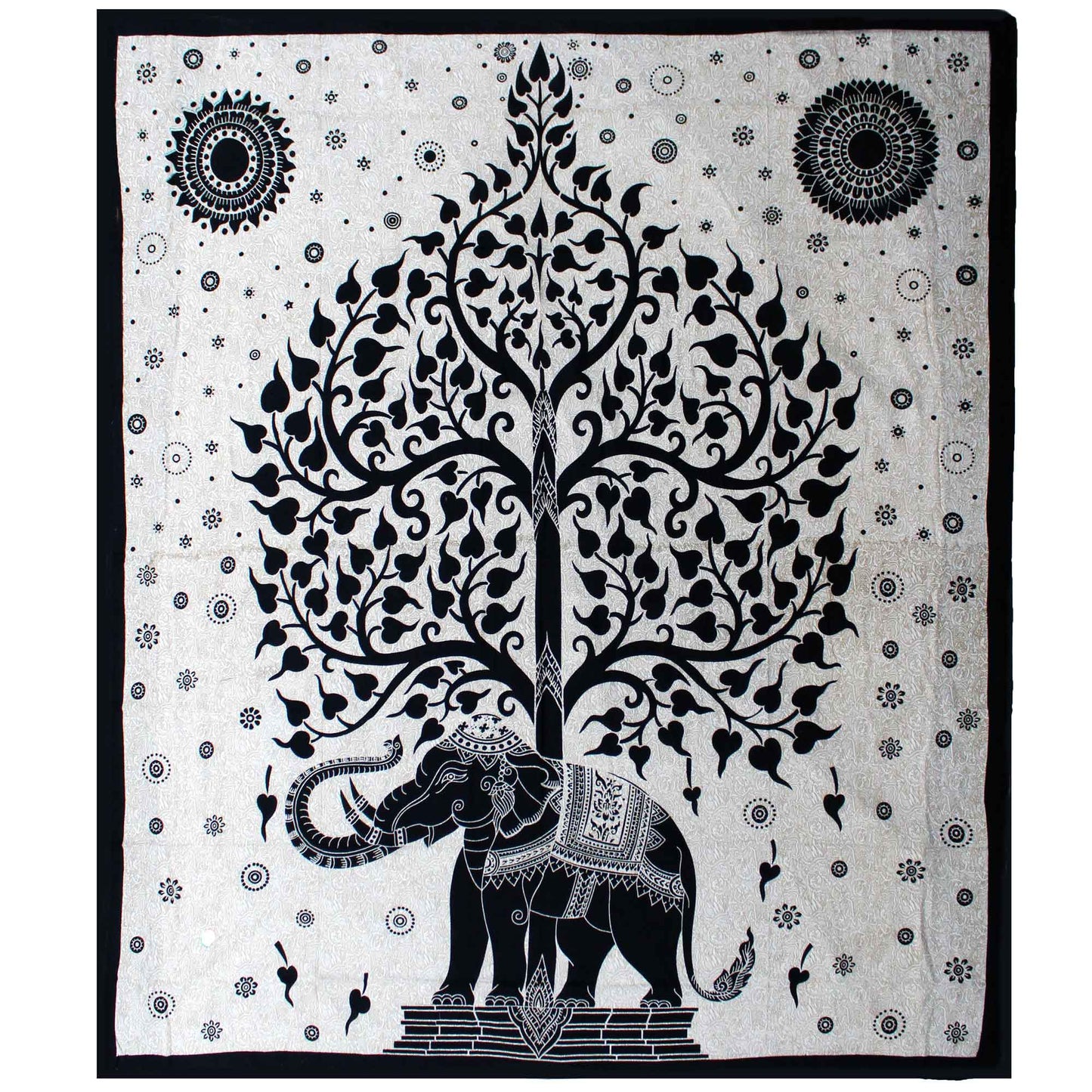 Double Cotton Bedspread + Wall Hanging – Mono - Elephant Tree