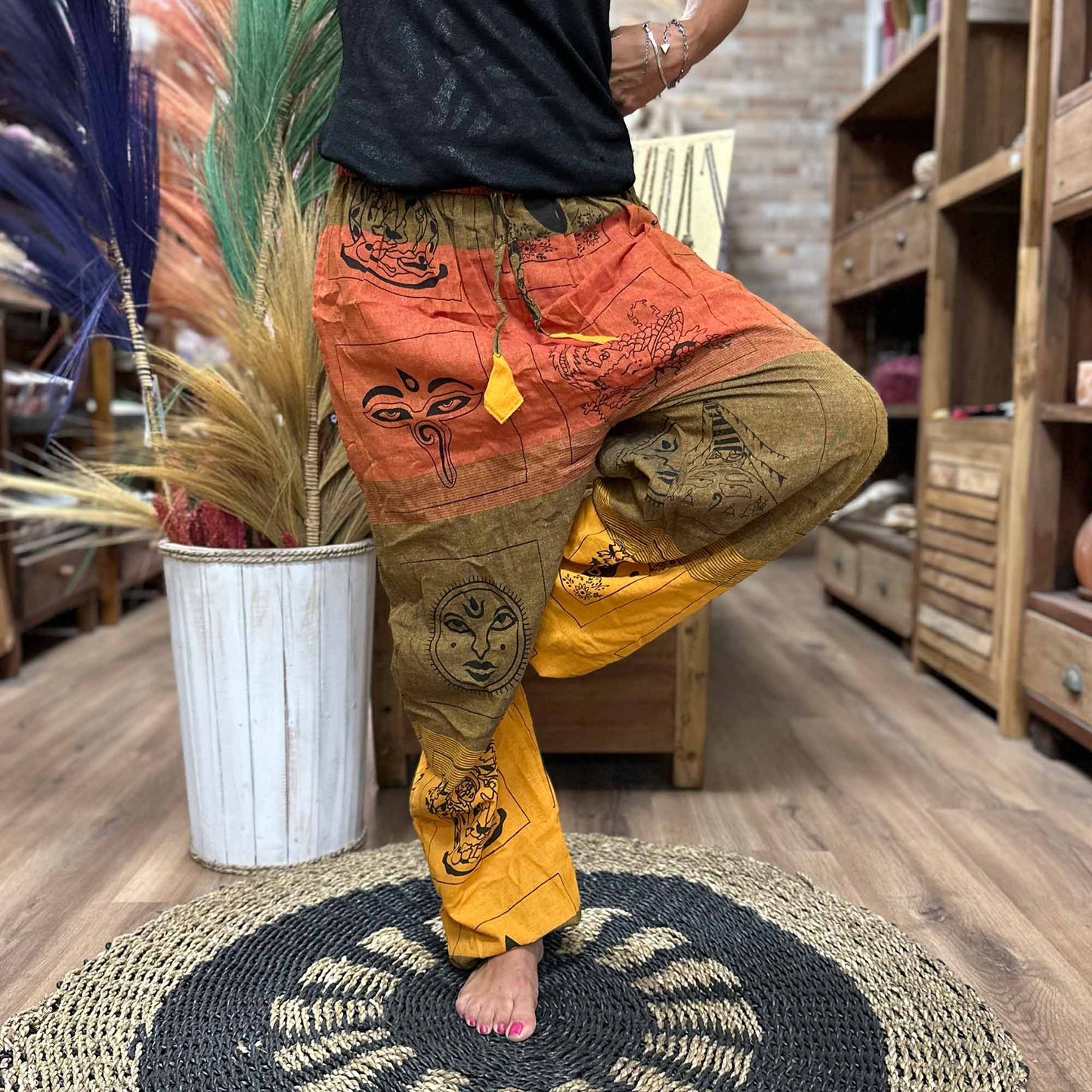 Yoga / Festival Pants - High Cross Himalayan Print on Orange