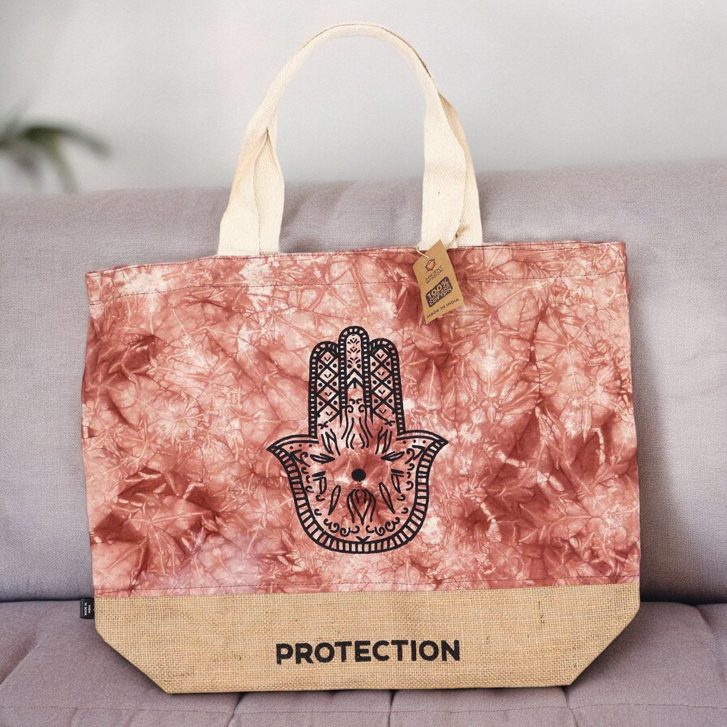 Terracotta Stonewash - All Natural Bag - Hamsa (Protection)