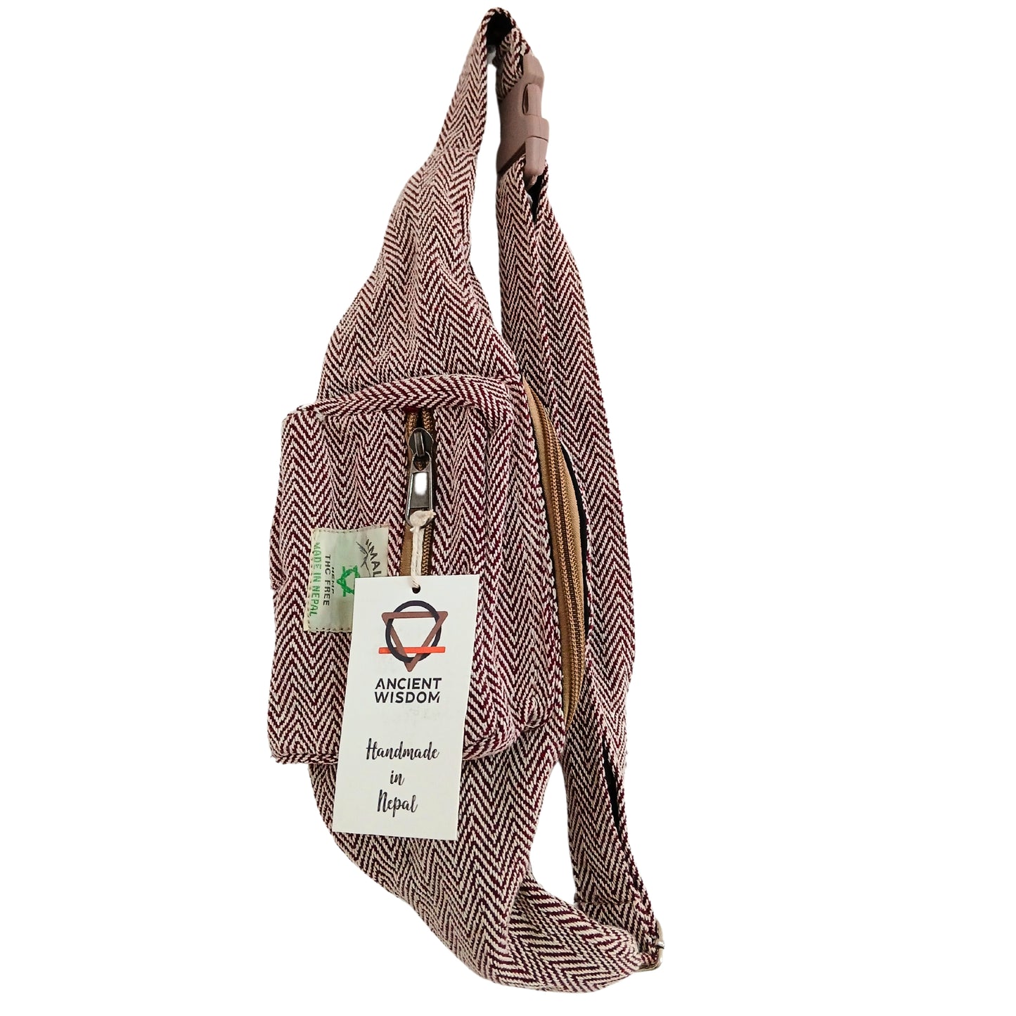 Handmade Hemp Bum Bag - Wine