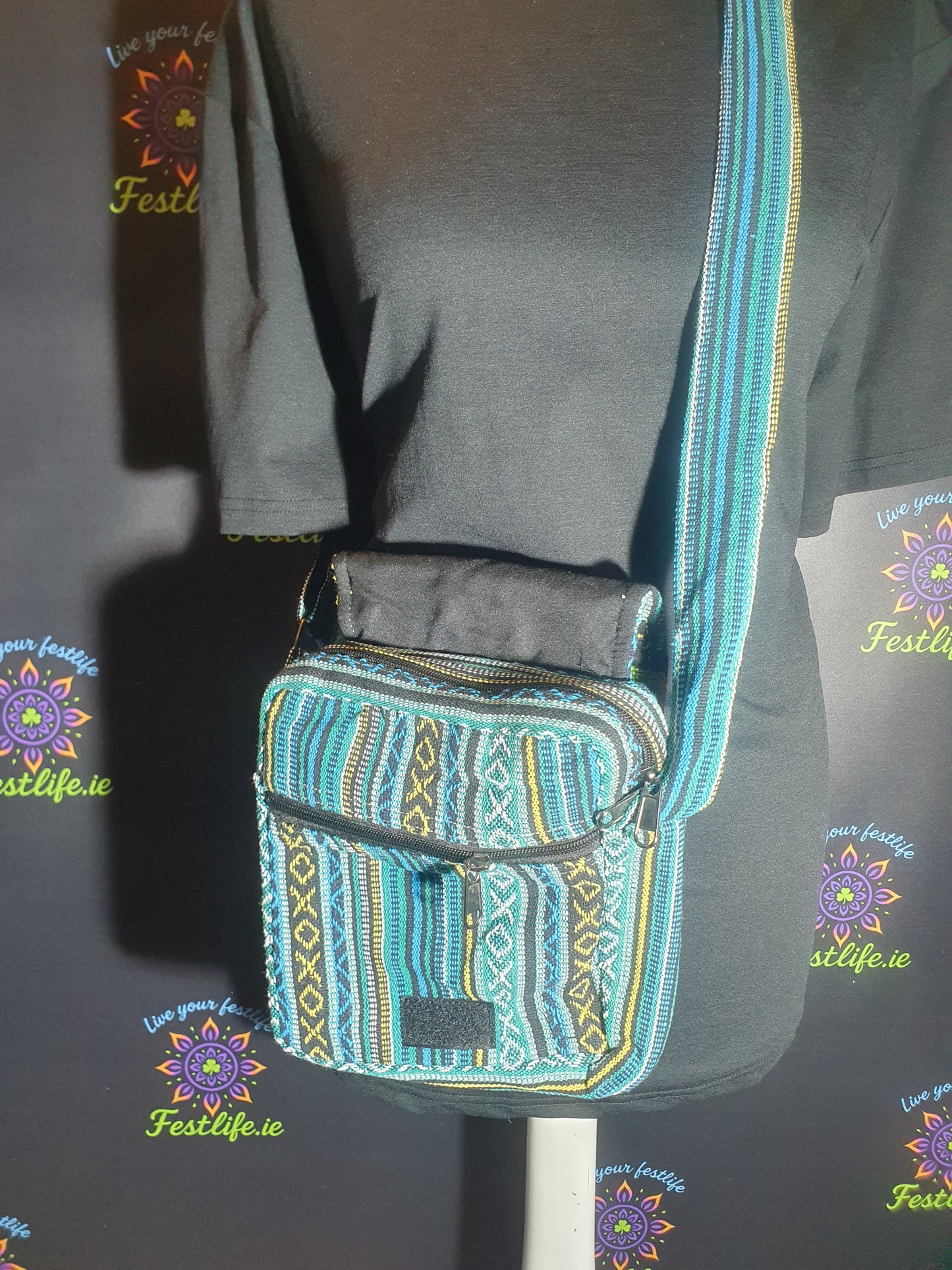 Handmade Hemp Bag - Mushroom Embroidery - Green