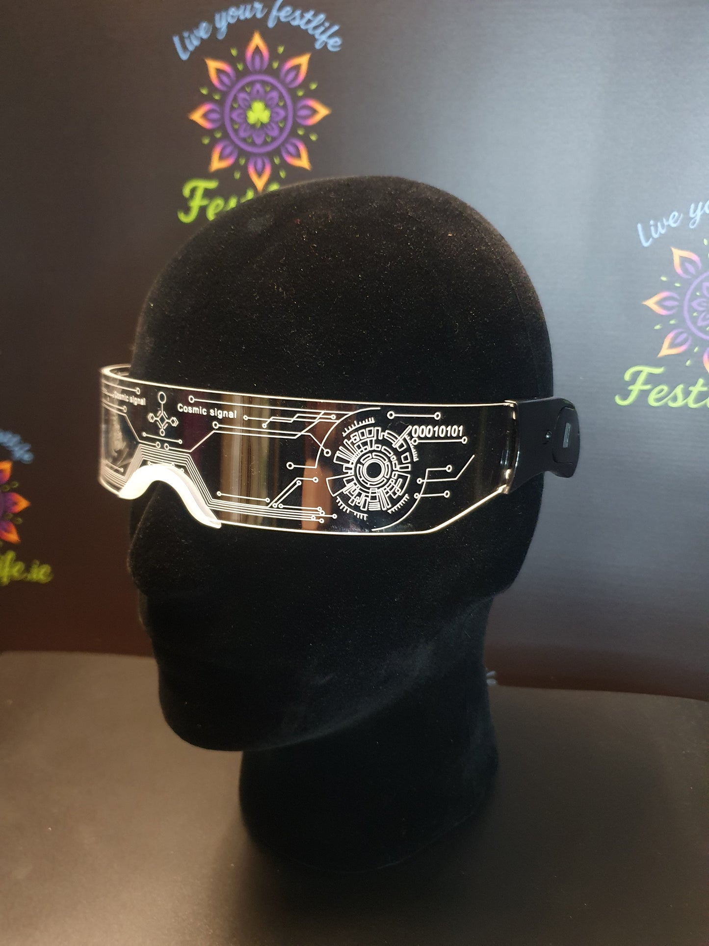 Futuristic LED Light-Up Visor Glasses – 7 Color Glow | Rave, Festival & Party Eyewear