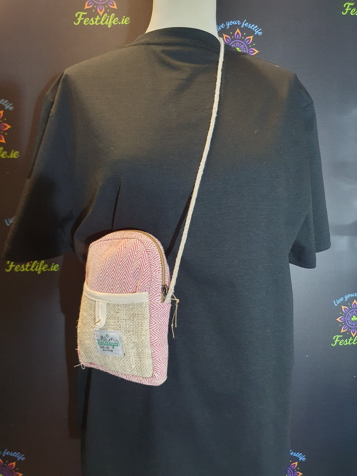 Mobile Hemp Bag with String Handle (Random Colours)