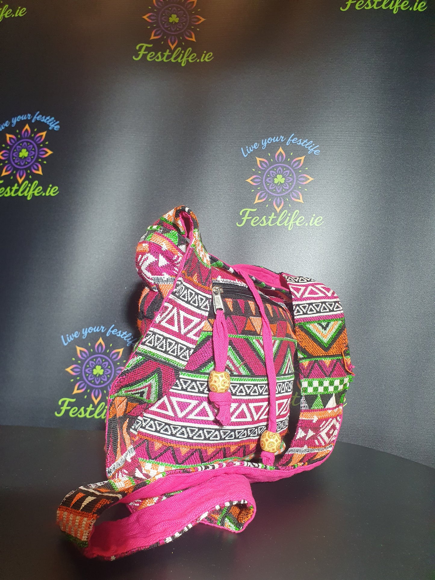 Jacquard Nepal Style Sling Bag – Festival Fuchsia