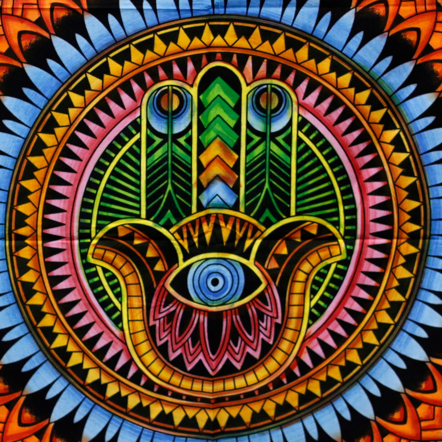 Handbrushed Cotton Wall Art – Hamsa