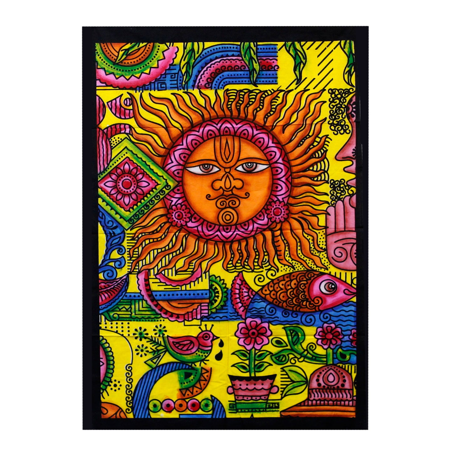 Handbrushed Cotton Wall Art – Sun