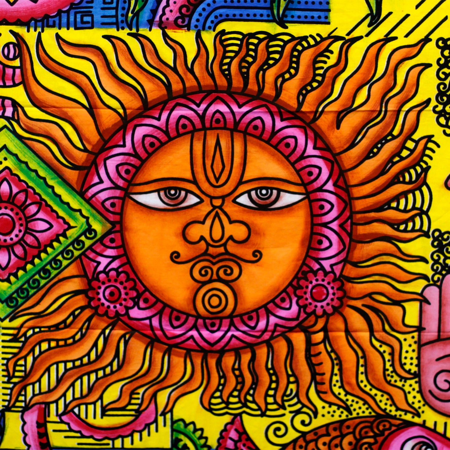 Handbrushed Cotton Wall Art – Sun