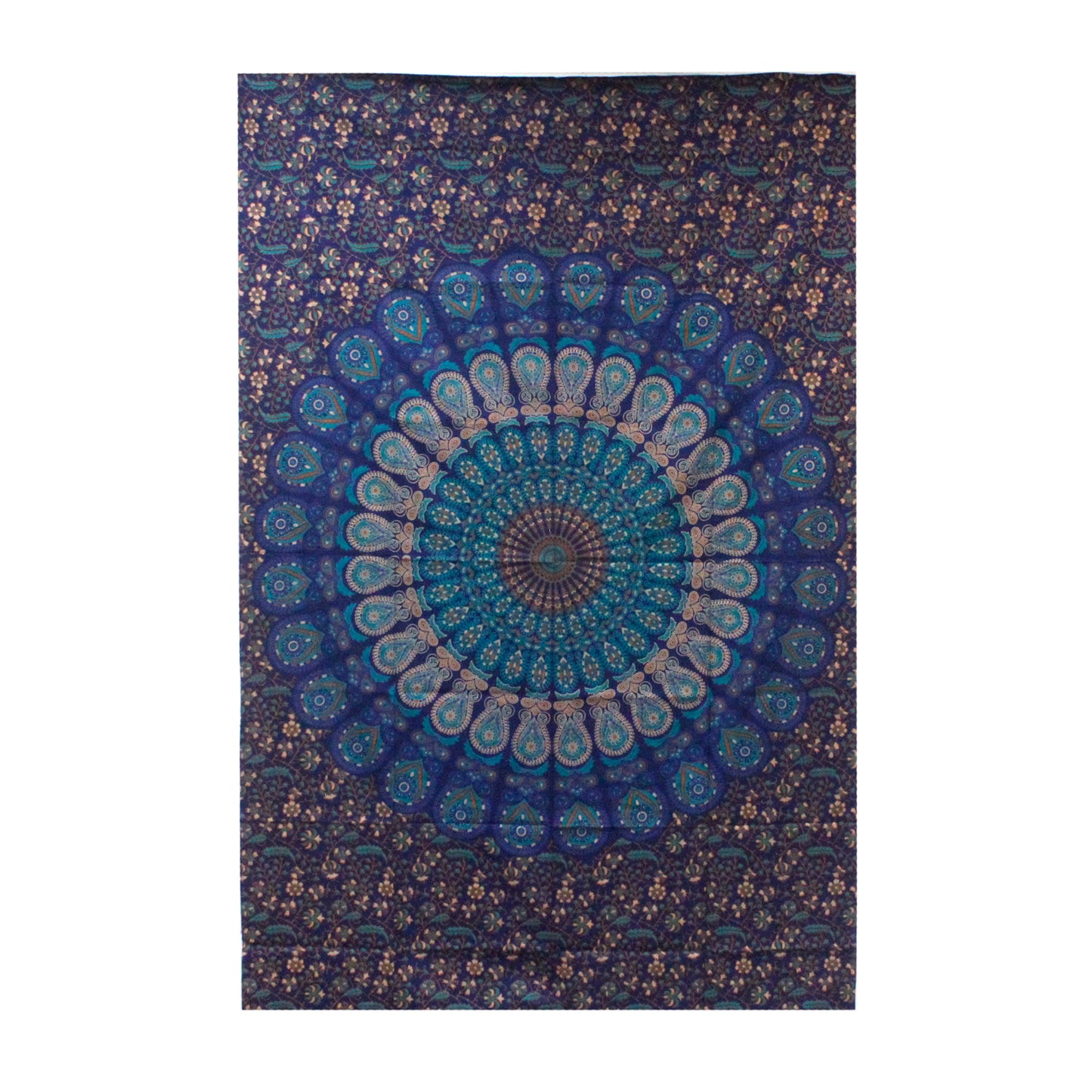 Single Cotton Bedspread + Wall Hanging – Classic Mandala (blue)
