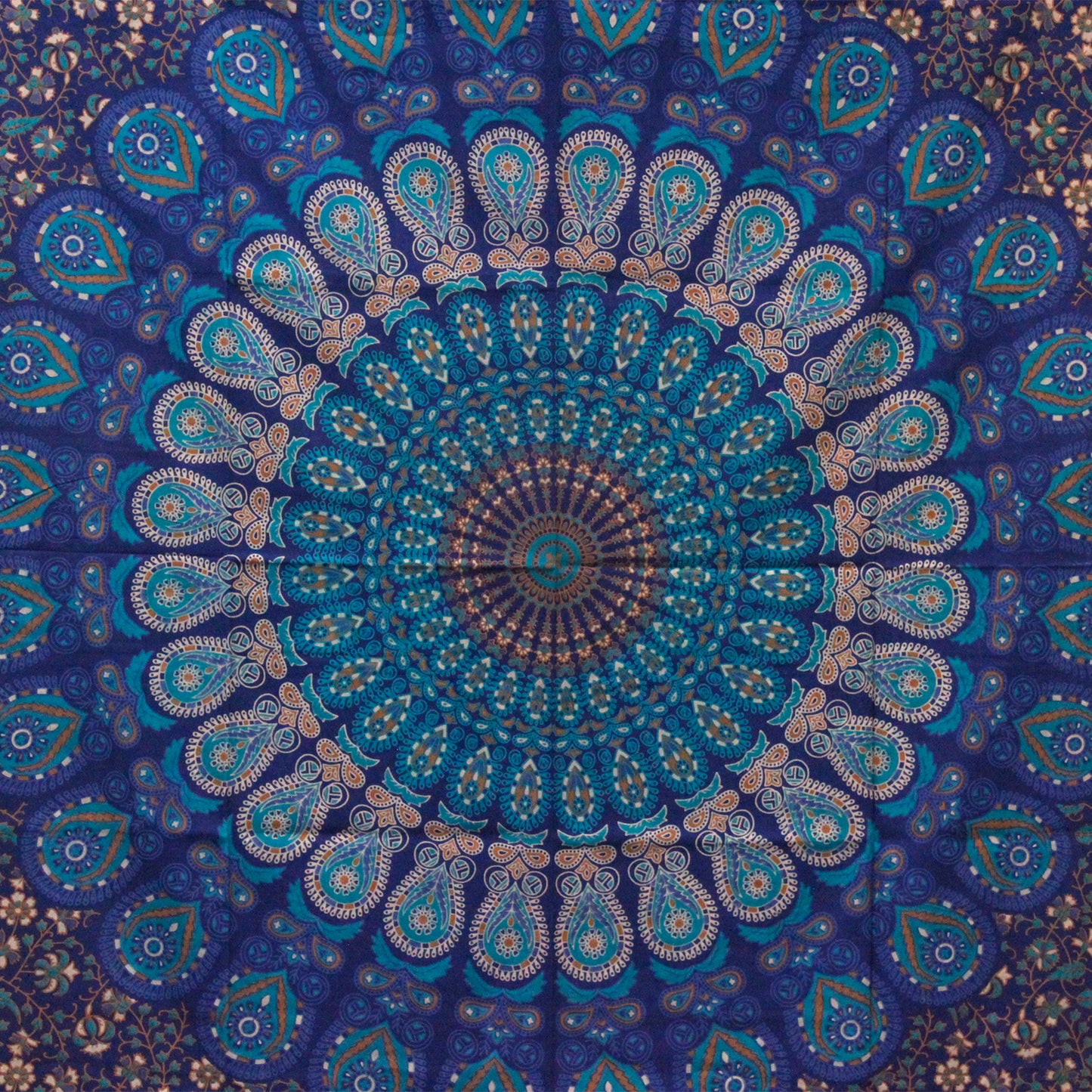 Single Cotton Bedspread + Wall Hanging – Classic Mandala (blue)