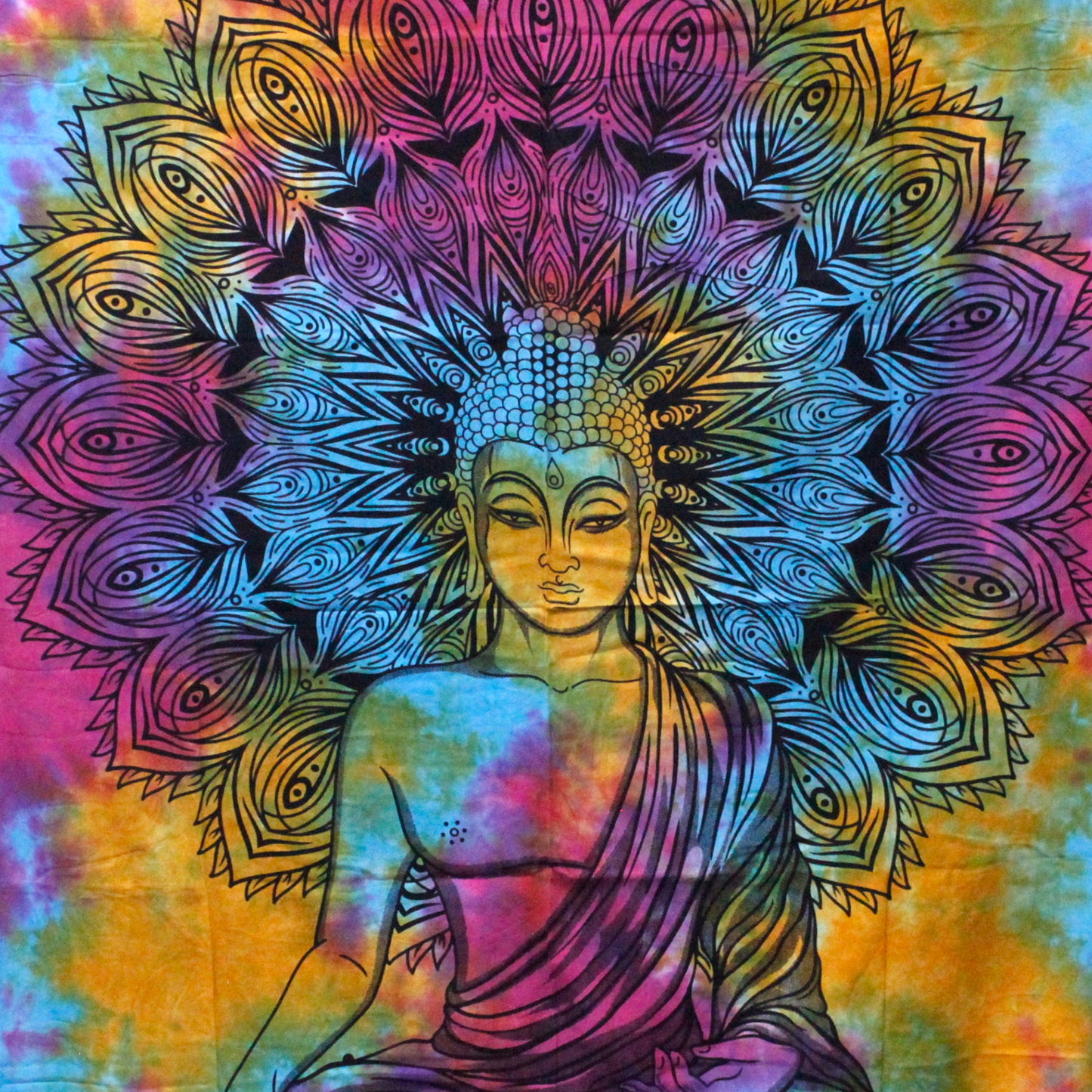 Peaceful Buddha Cotton Bedspread / Wall Hanging