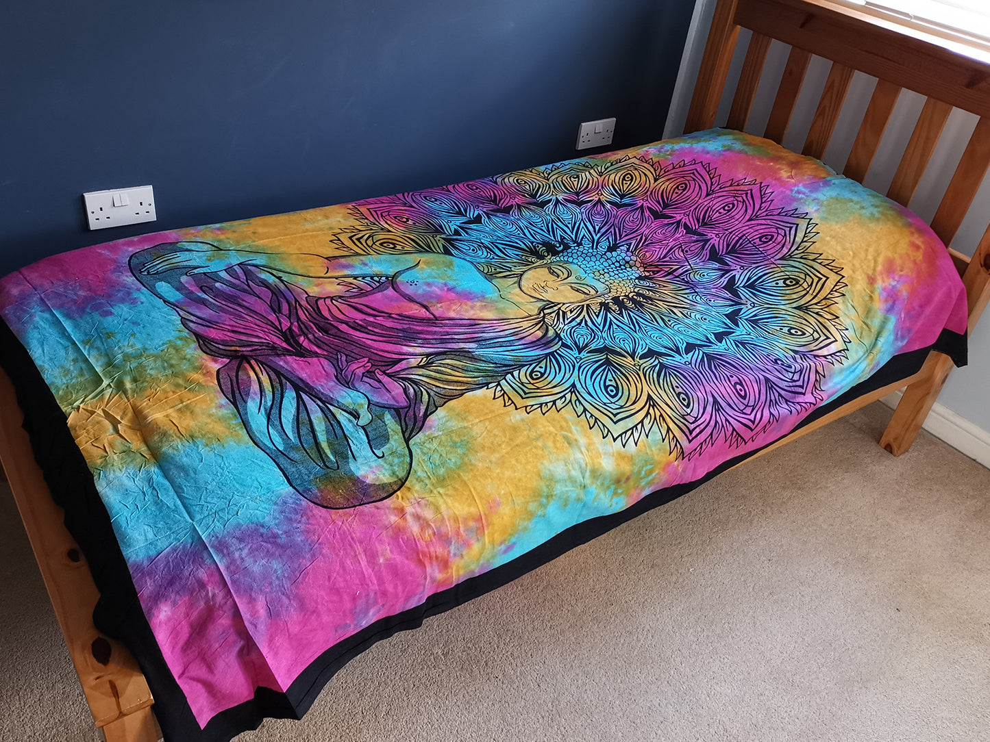 Peaceful Buddha Cotton Bedspread / Wall Hanging