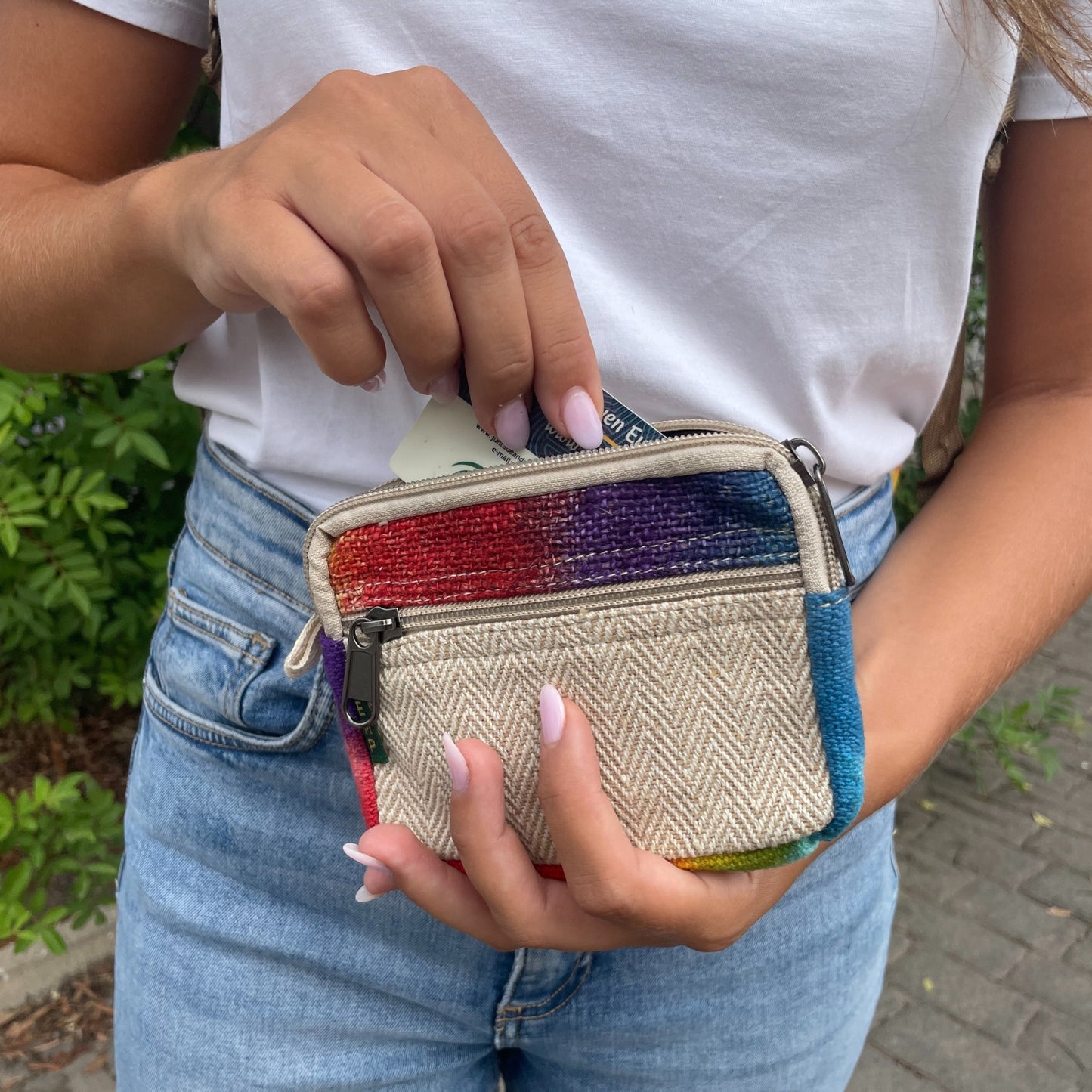 Handmade Hemp Tie-Dye Square Pouch Bag