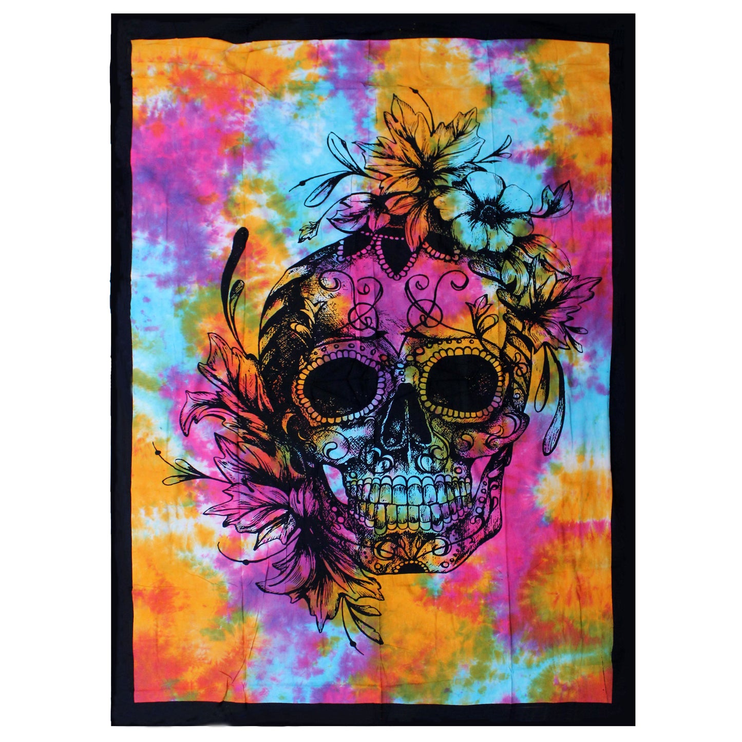 Single Cotton Bedspread + Wall Hanging – Day of the Dead Skull