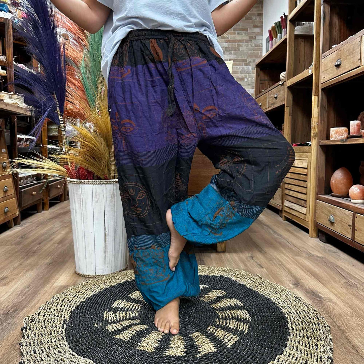 Yoga / Festival Pants - High Cross Himalayan Print on Purple