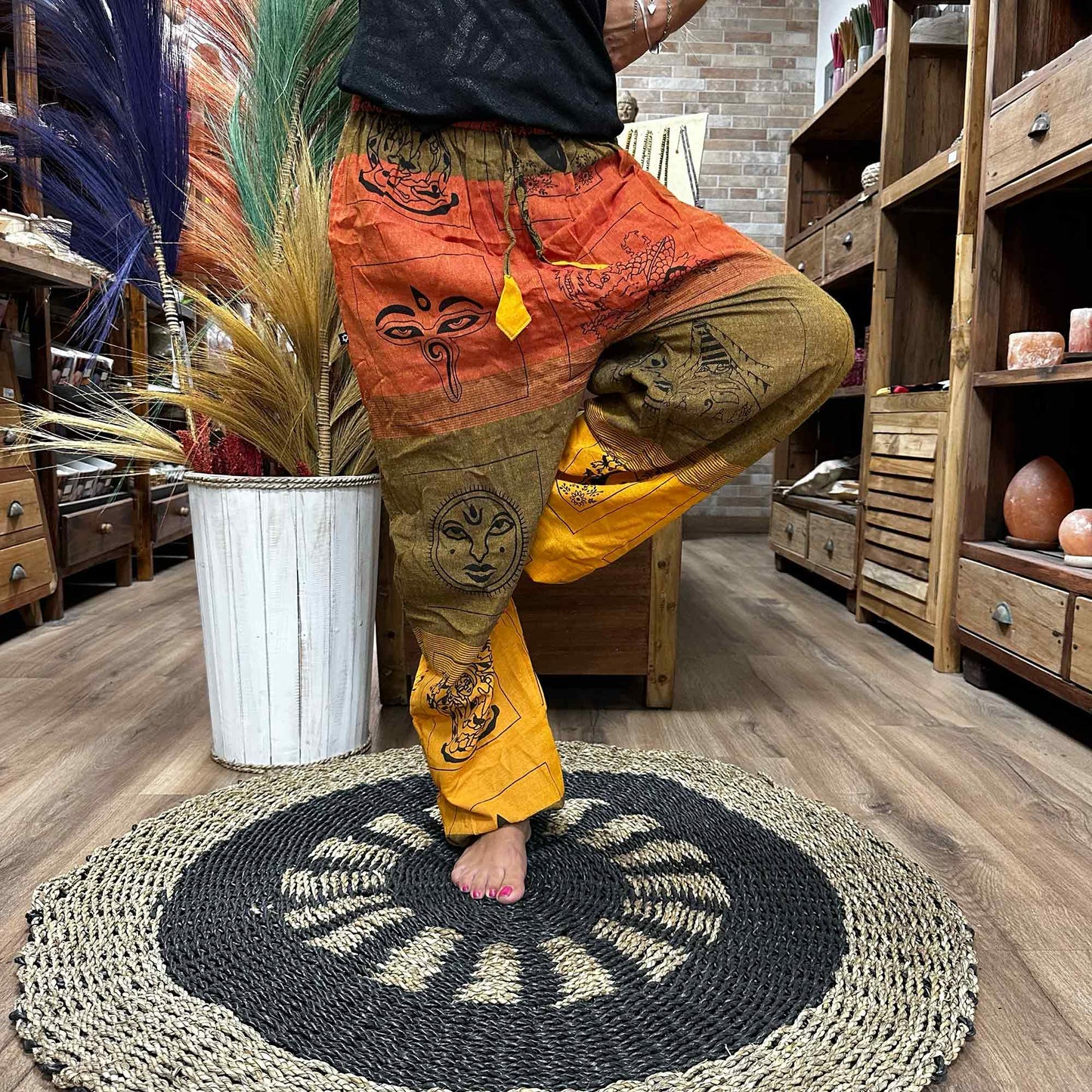 Yoga / Festival Pants - High Cross Himalayan Print on Orange