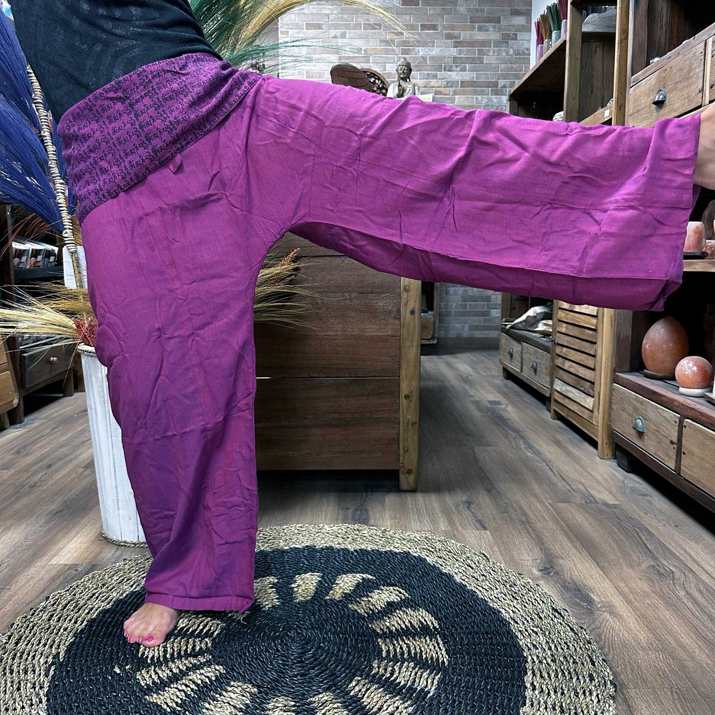 Yoga / Festival Pants - Thai Fisherman Style -  Mandala Mantra on Purple