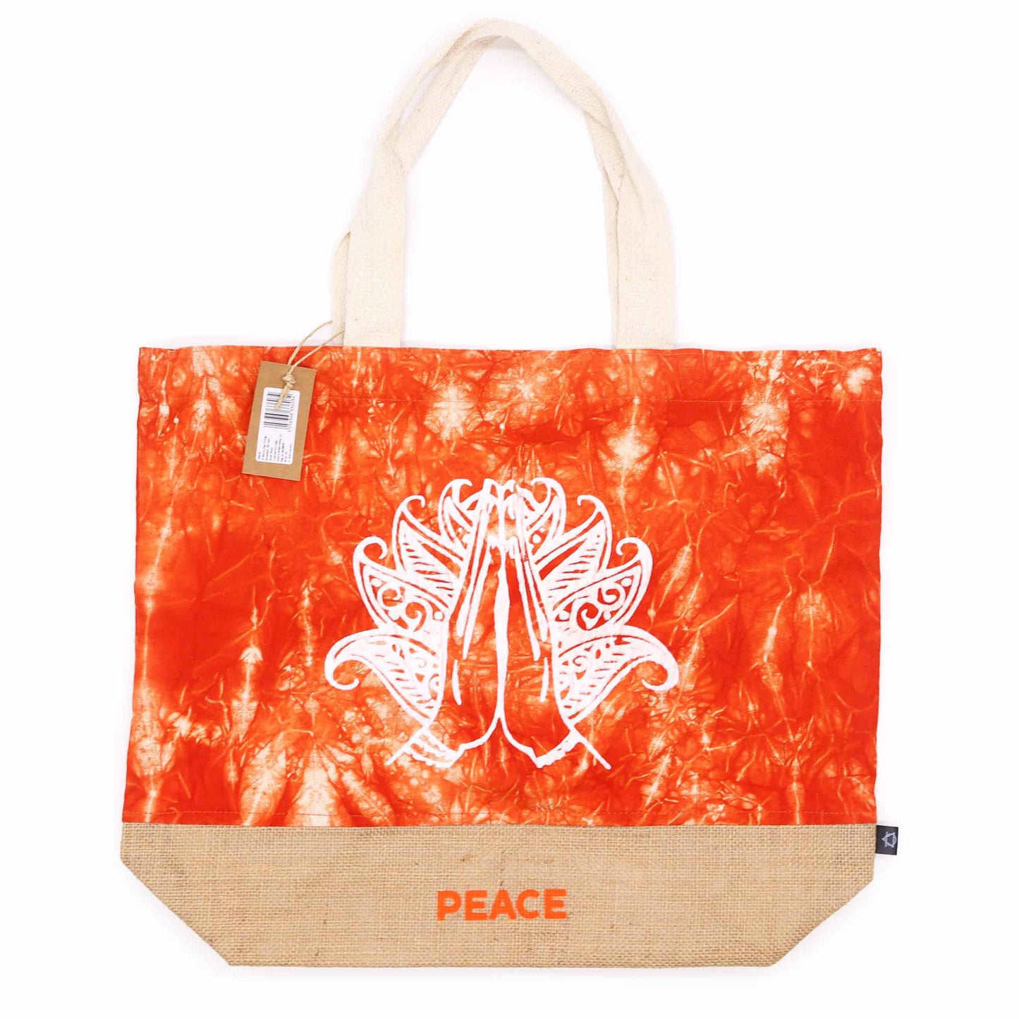 Orange Stonewash - All Natural Bag - Namaste Hand (Peace)