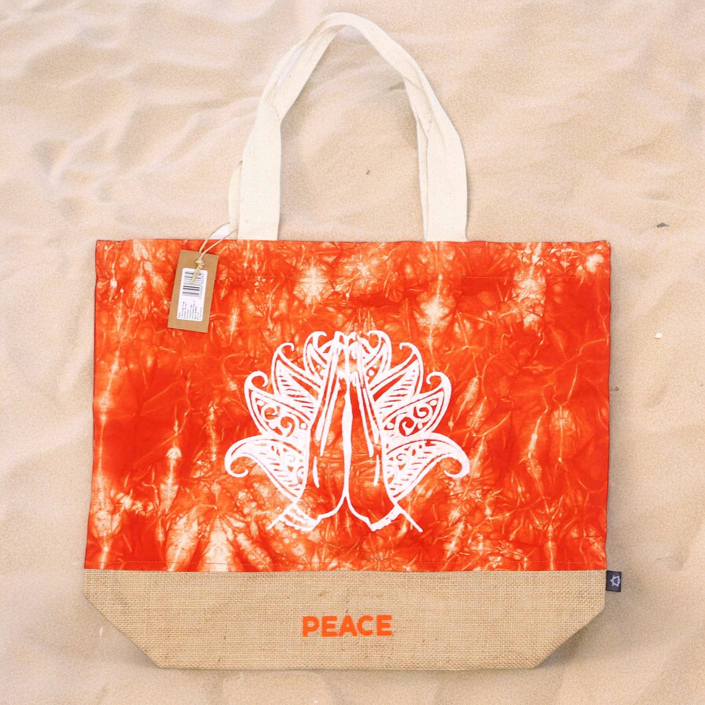 Orange Stonewash - All Natural Bag - Namaste Hand (Peace)