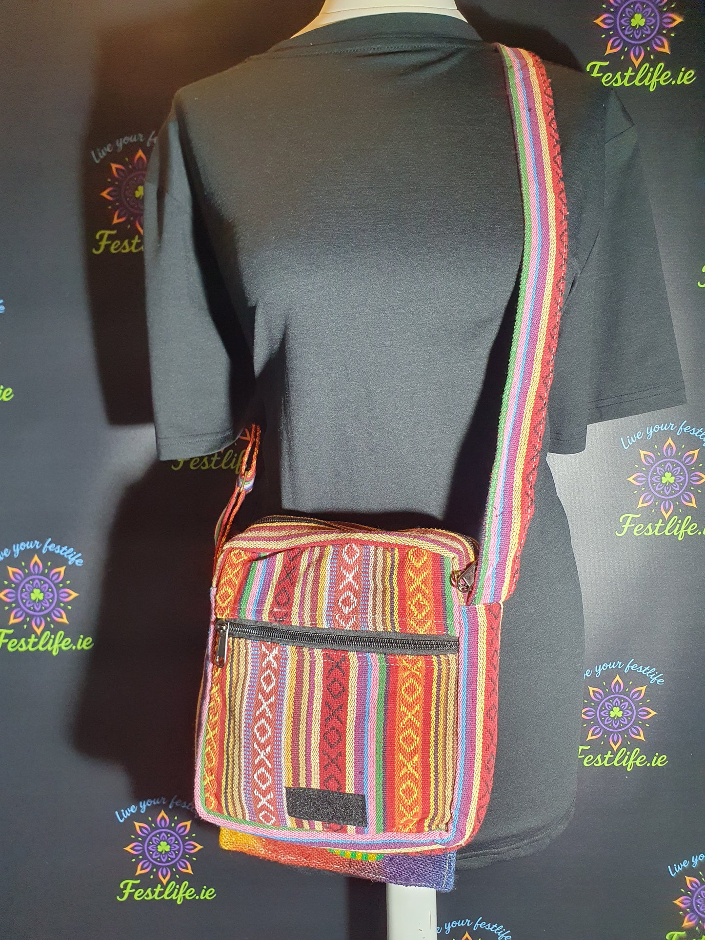 Handmade Hemp Bag - Mushroom Embroidery - Orange