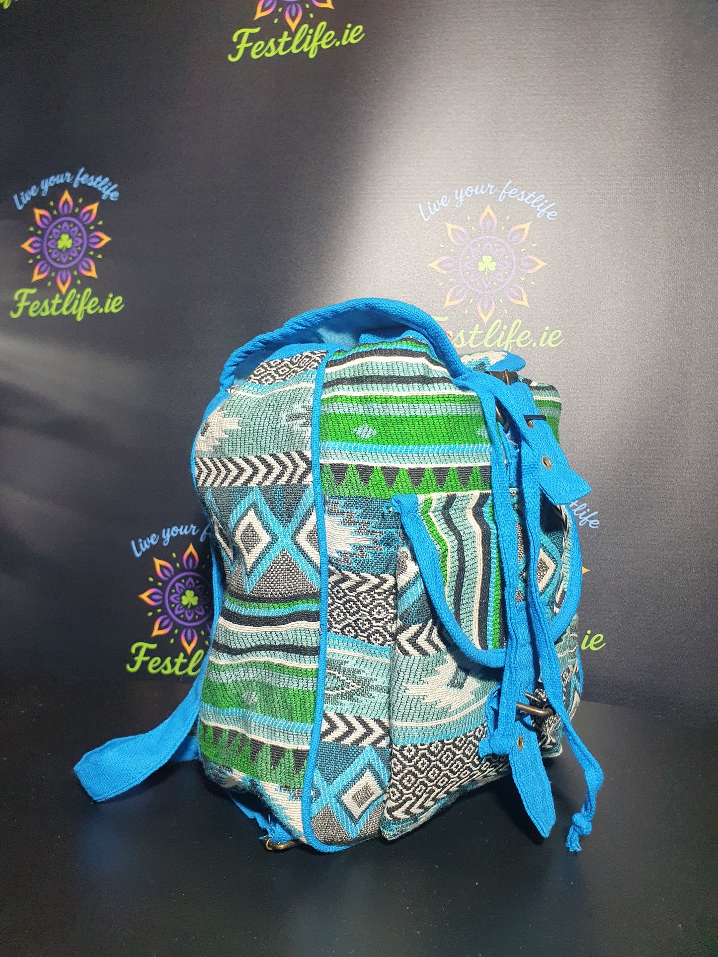 Jacquard Nepal Style Backpack – Blue/Green