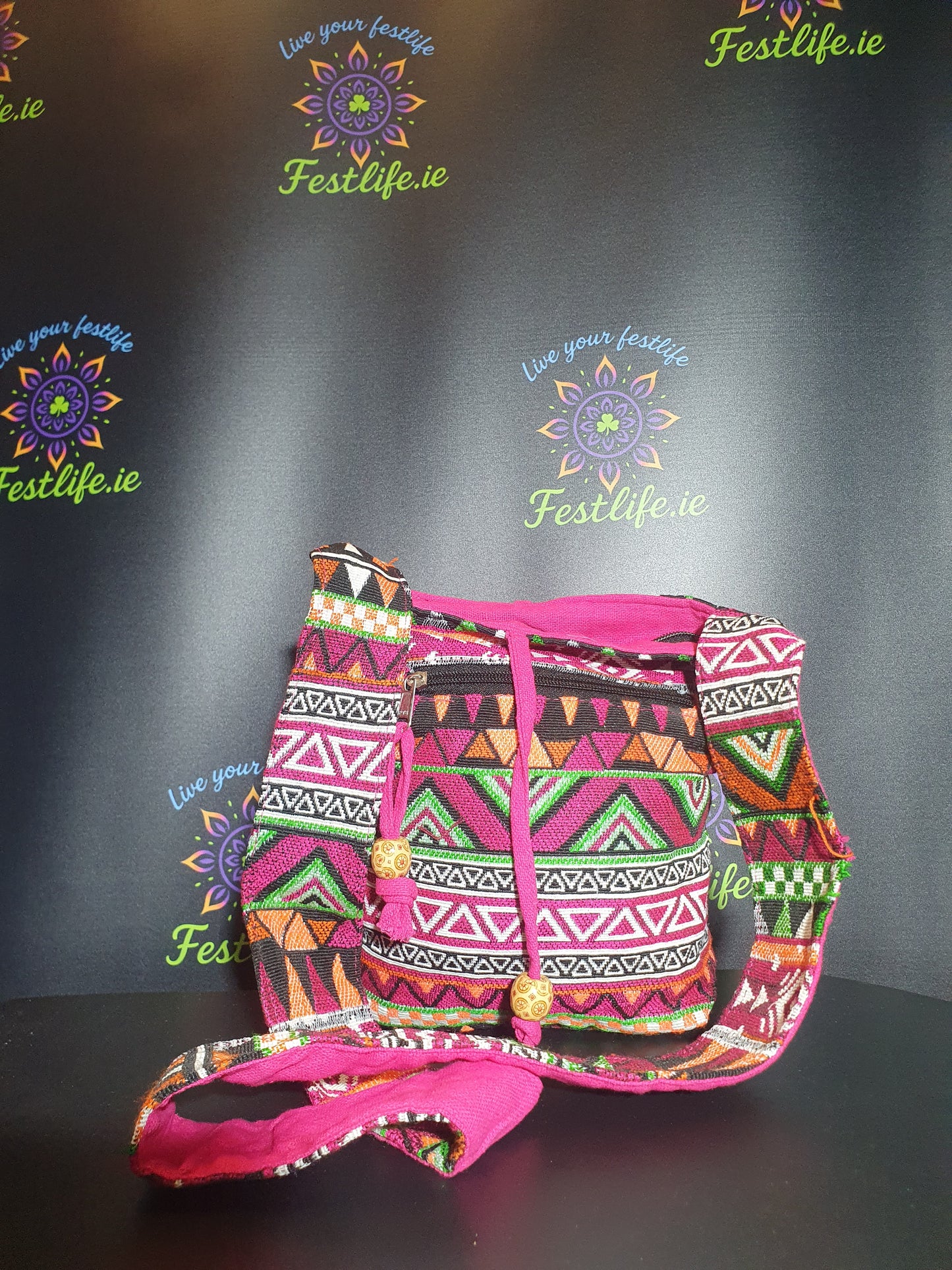 Jacquard Nepal Style Sling Bag – Festival Fuchsia
