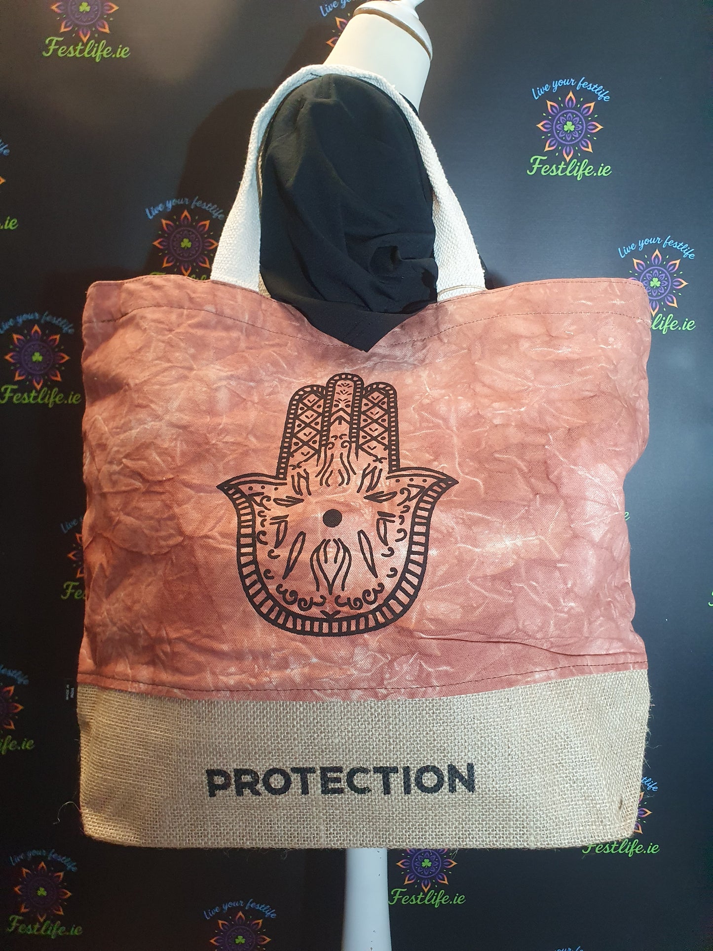 Terracotta Stonewash - All Natural Bag - Hamsa (Protection)