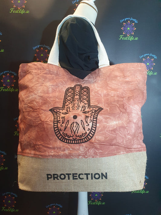 Terracotta Stonewash - All Natural Bag - Hamsa (Protection)