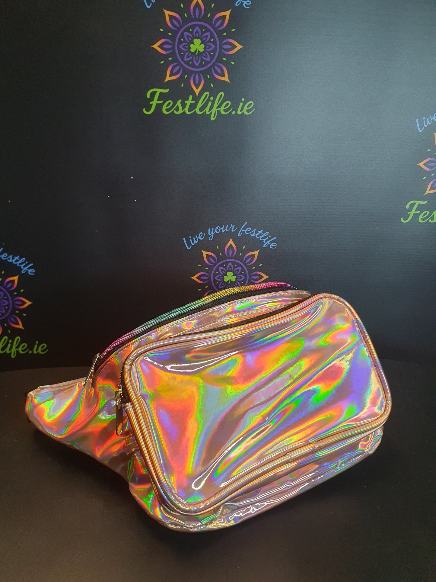 Holographic Festival Bum Bag – 3 Colours (Silver, Blue, Rose Gold)