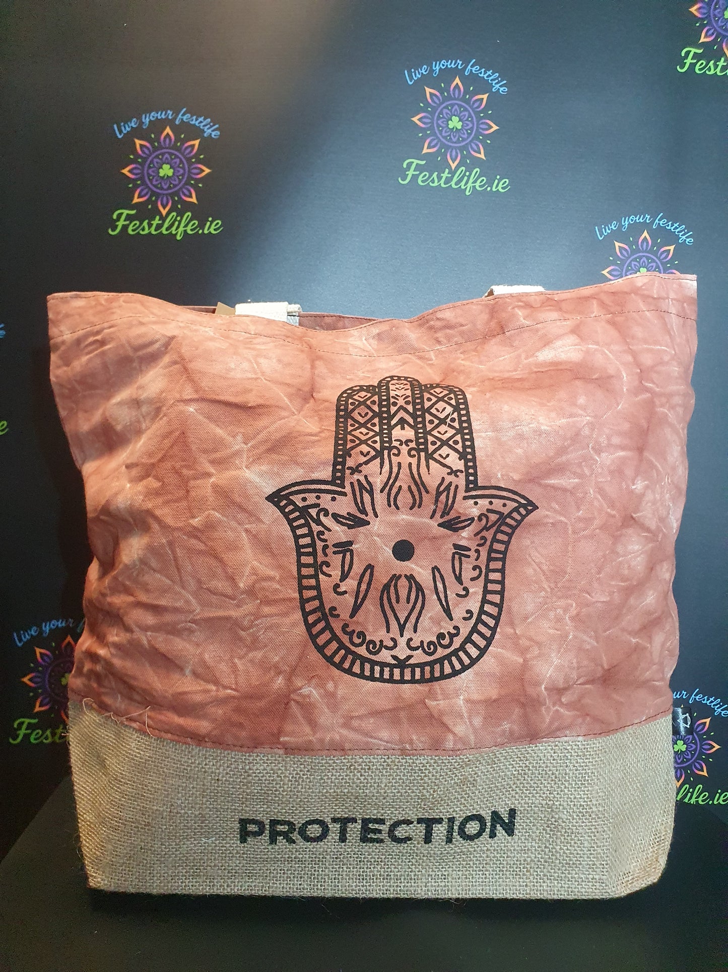 Terracotta Stonewash - All Natural Bag - Hamsa (Protection)