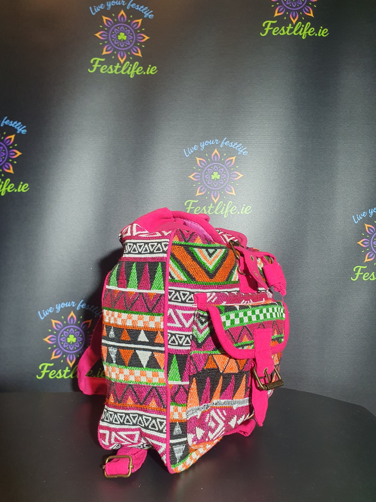 Jacquard Nepal Style Backpack – Festival Pink