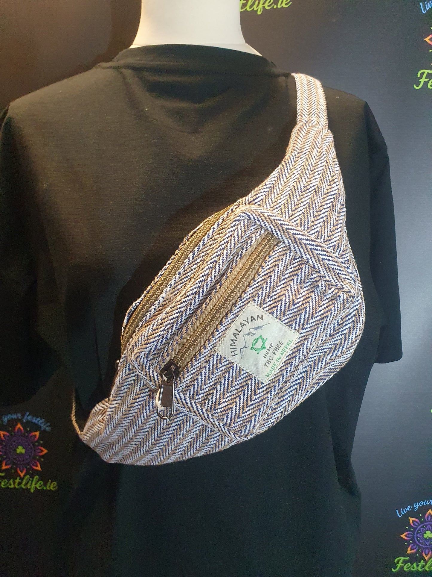 Handmade Hemp Bum Bag - Blue