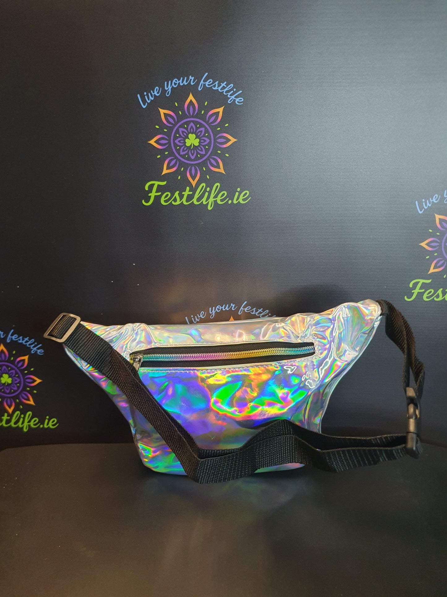 Holographic Festival Bum Bag – 3 Colours (Silver, Blue, Rose Gold)
