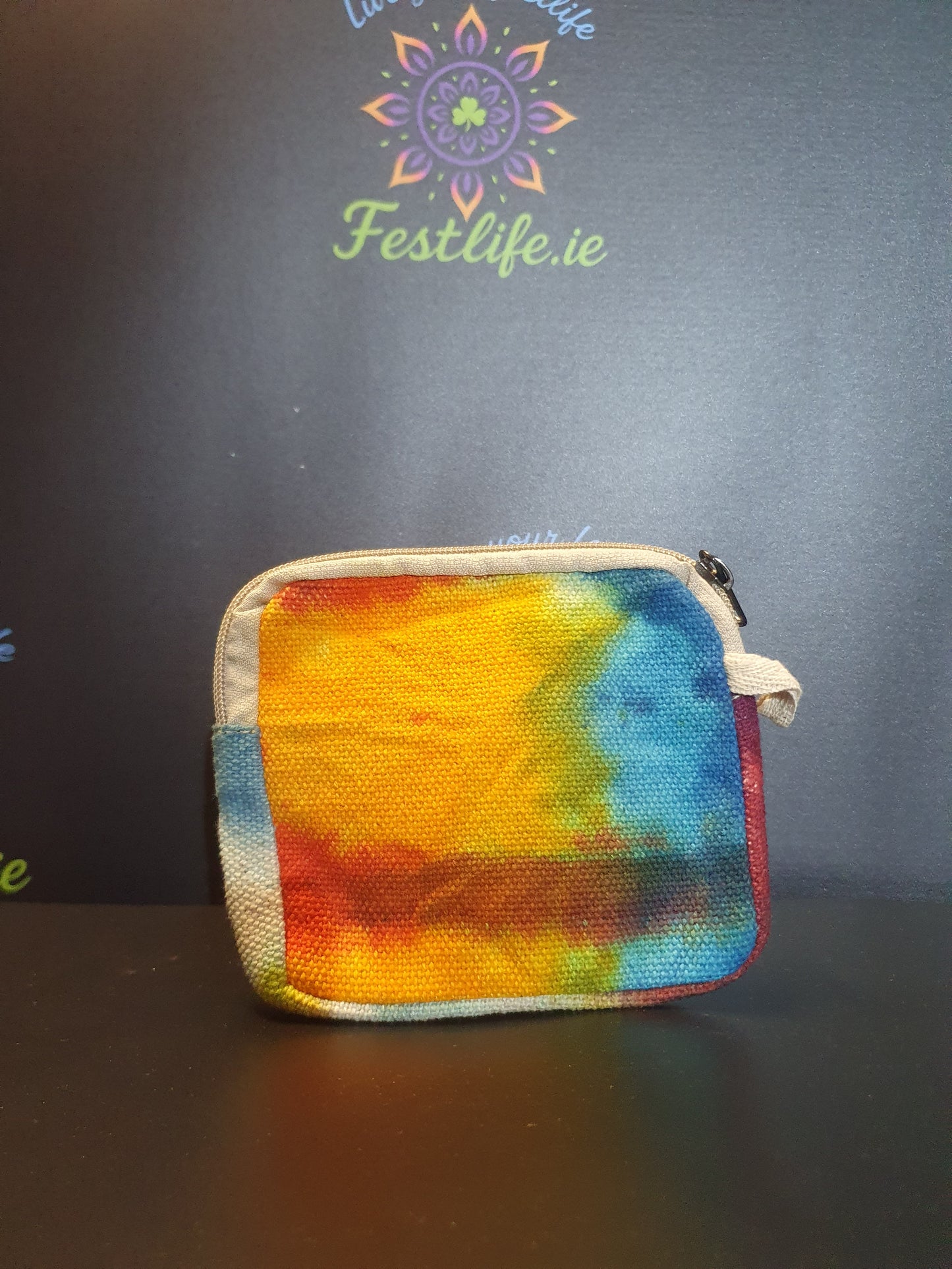 Handmade Hemp Tie-Dye Square Pouch Bag