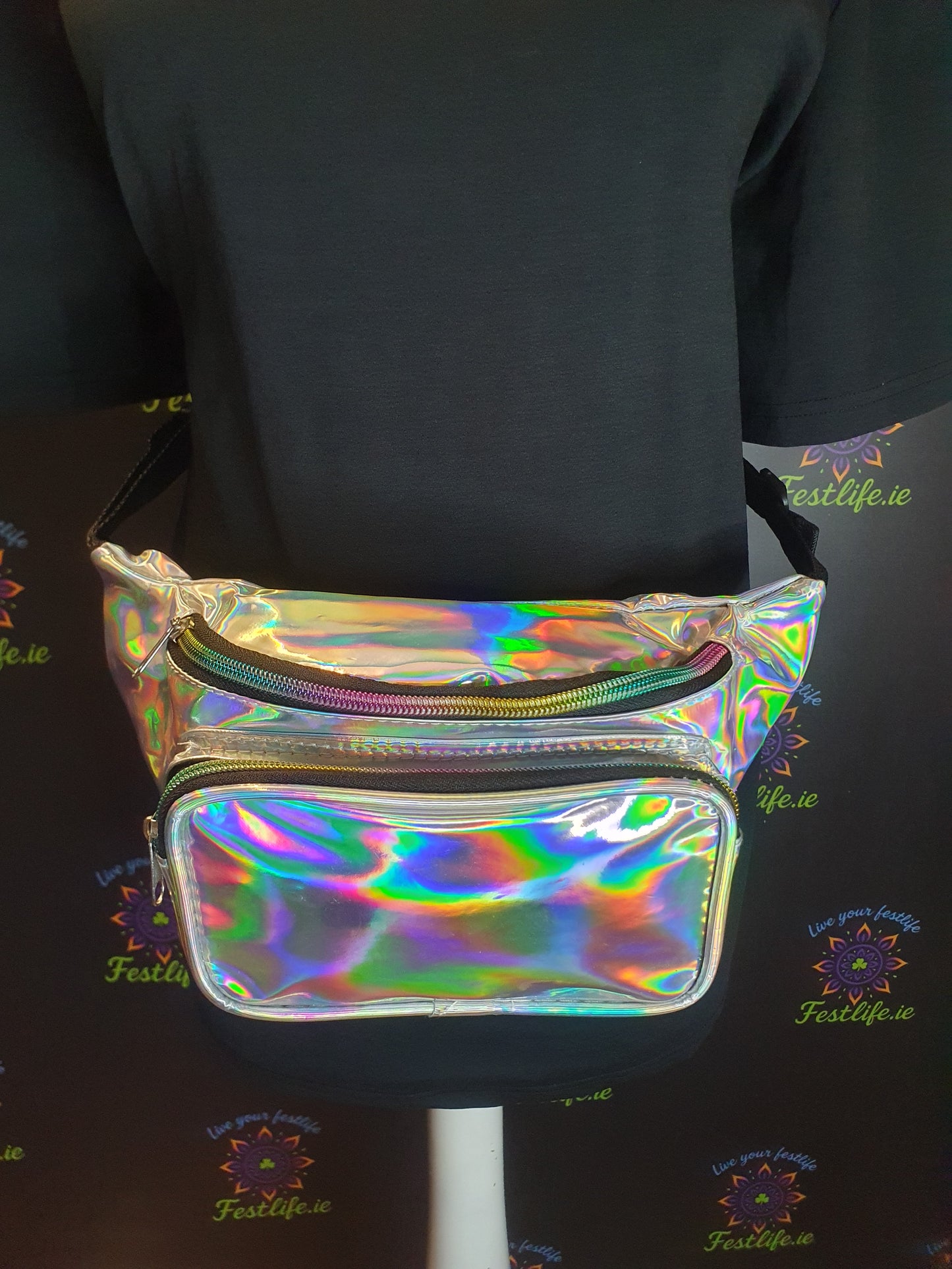 Holographic Festival Bum Bag – 3 Colours (Silver, Blue, Rose Gold)