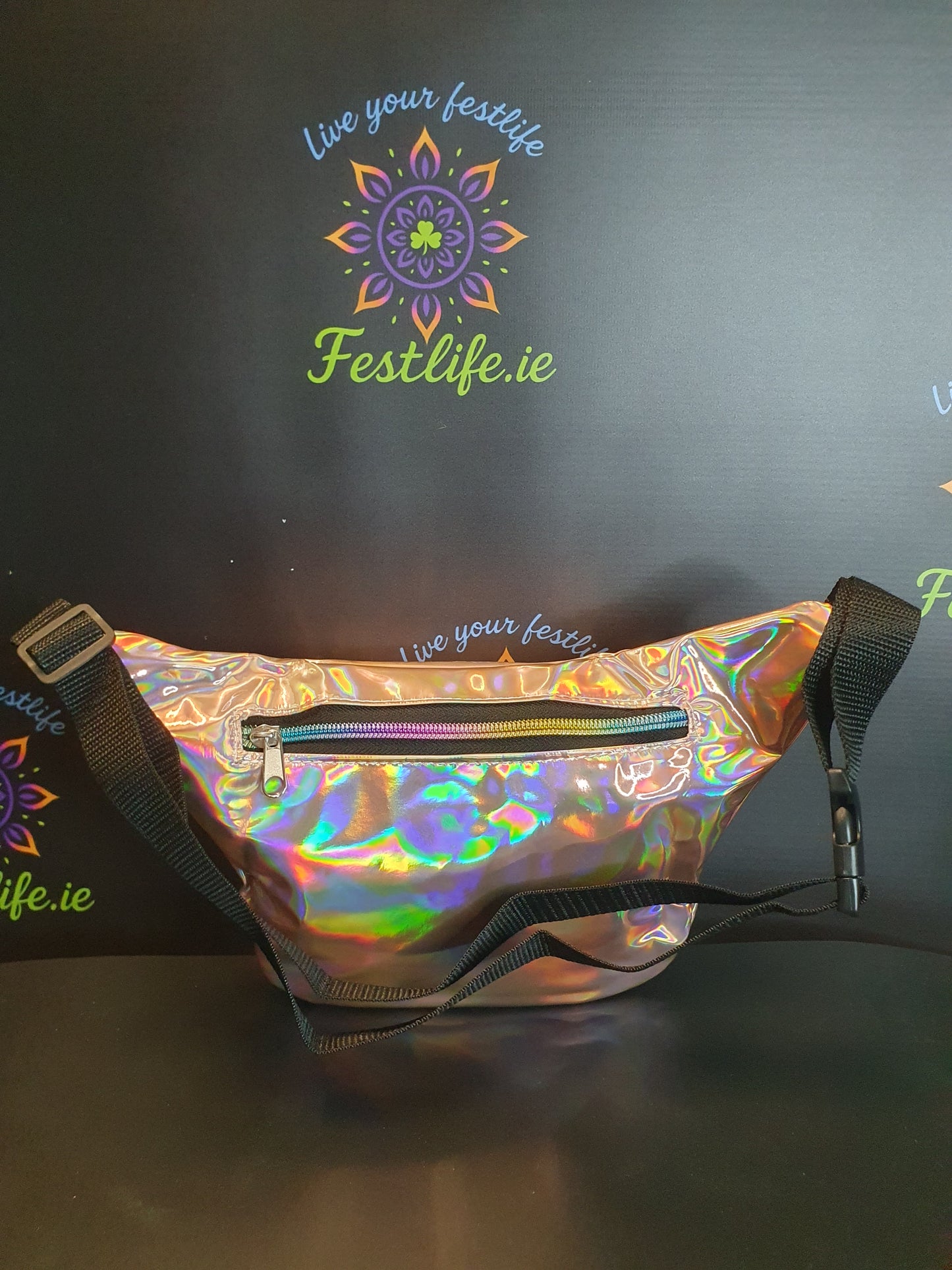 Holographic Festival Bum Bag – 3 Colours (Silver, Blue, Rose Gold)