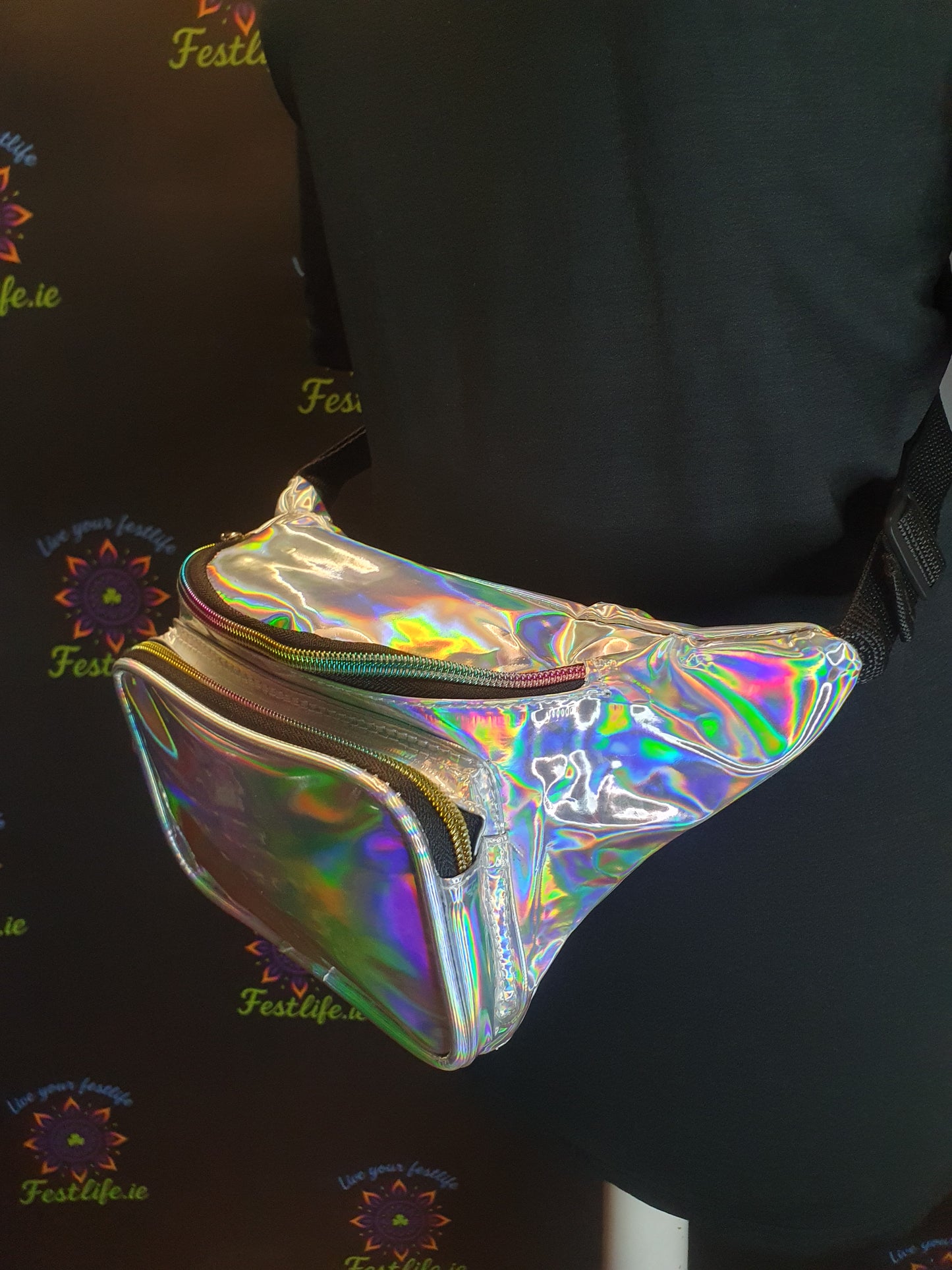 Holographic Festival Bum Bag – 3 Colours (Silver, Blue, Rose Gold)