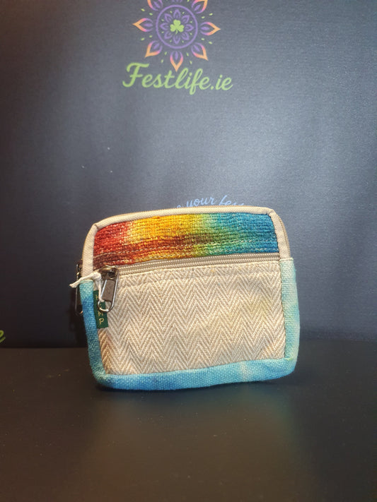 Handmade Hemp Tie-Dye Square Pouch Bag