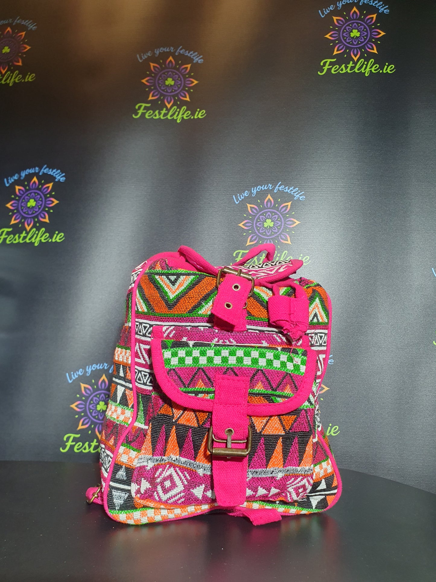 Jacquard Nepal Style Backpack – Festival Pink